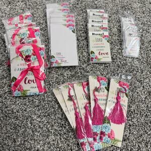 24 Pcs Spring Pink Butterfly Religious Christian Stationary Gift Sets